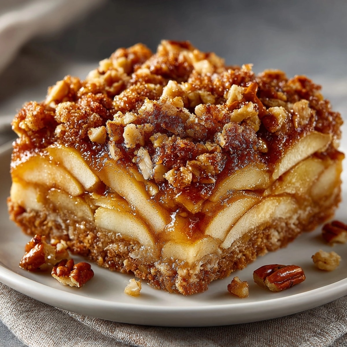 Warm, spiced apple cider crumble crunch slab, perfect for dessert and a crowd-pleasing treat.
