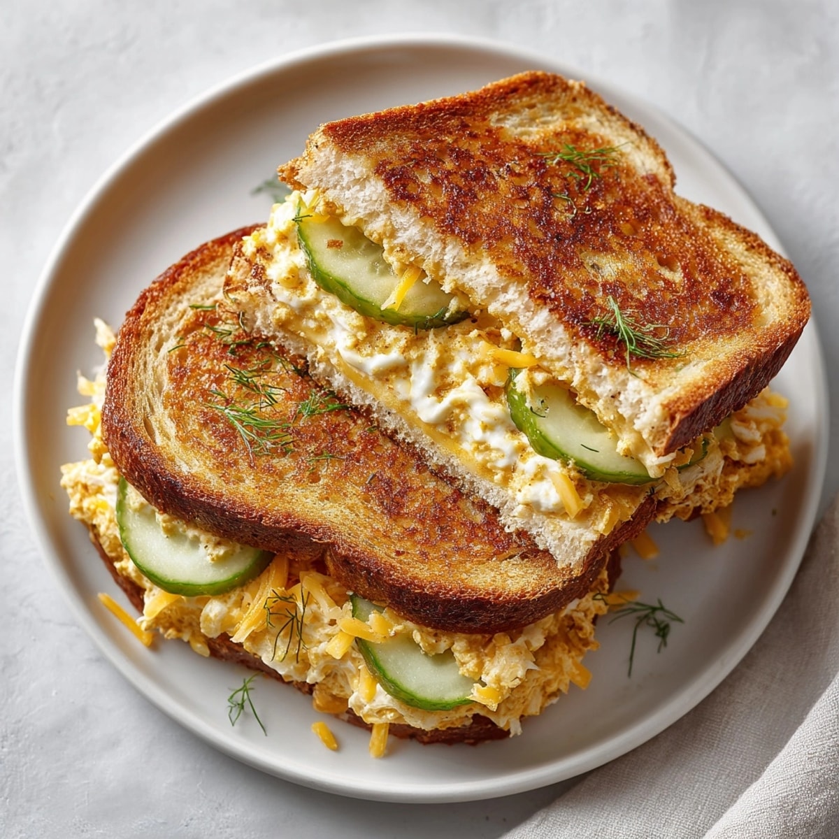 Sharp cheddar cheese and tangy pickles star in this delightful Spicy Pumpkin Pickle Grilled Cheese sandwich.