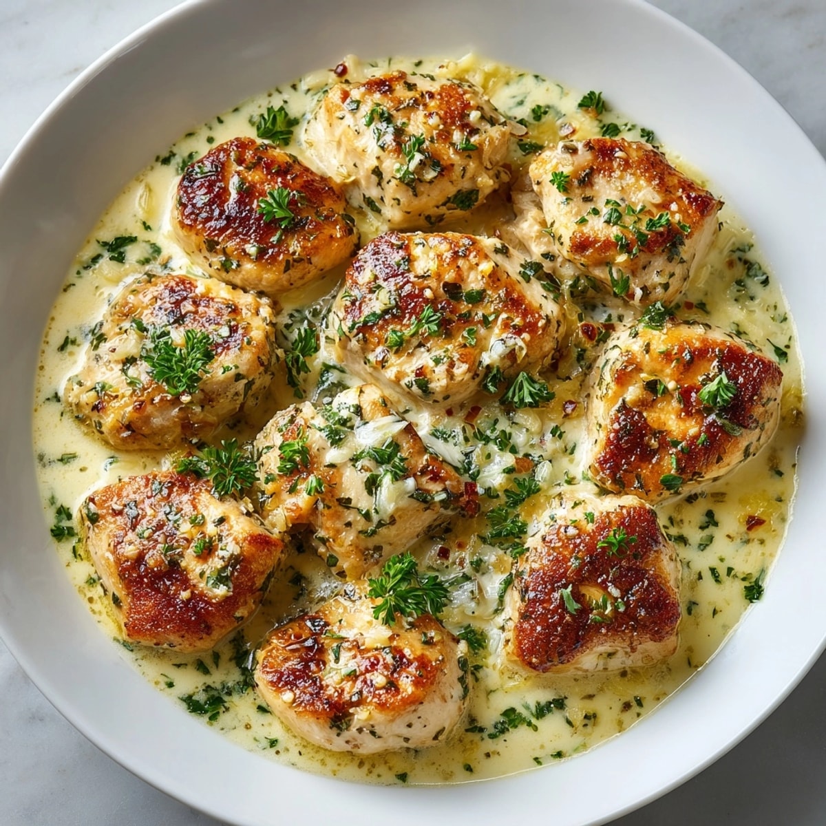 Enjoy a comforting plate of restaurant-style Creamy Garlic Butter Chicken, perfect over rice or pasta.