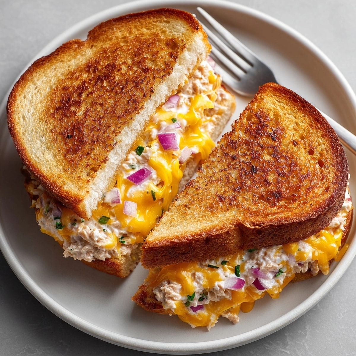 Freshly made Quick Tuna Melt Sandwich served warm, perfect for a fast American lunch.