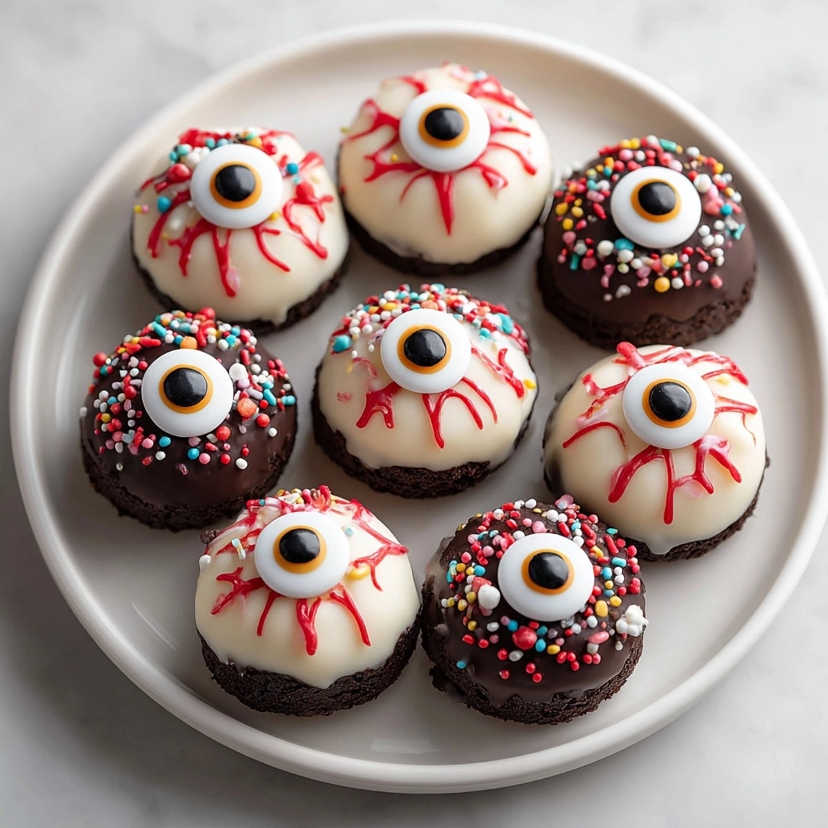 Homemade Monster Donut Hole Eyeballs recipe: Easy, fun, and perfectly creepy donuts.