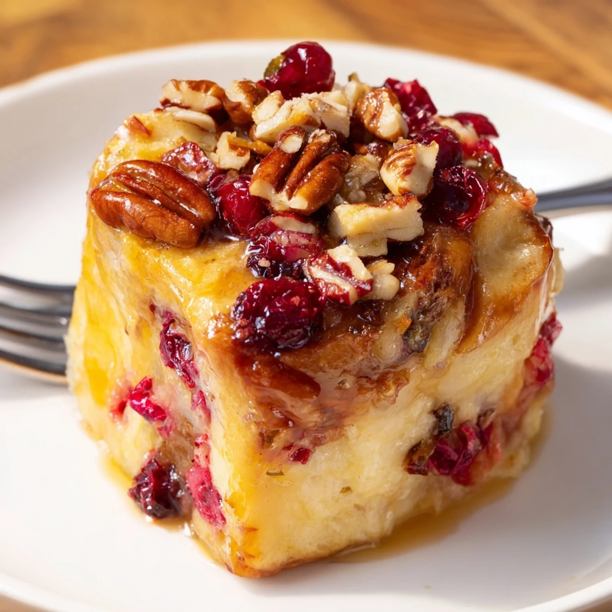 Delicious Cranberry Jalapeño French Toast Muffins topped with pecans, perfect for brunch.