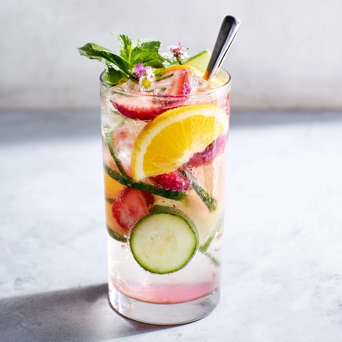 Refreshing water-based mocktails featuring fresh fruits and herbs for healthy hydration.  