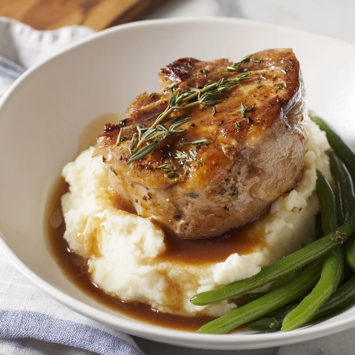 Pork Chops Cheddar Mash Bowl