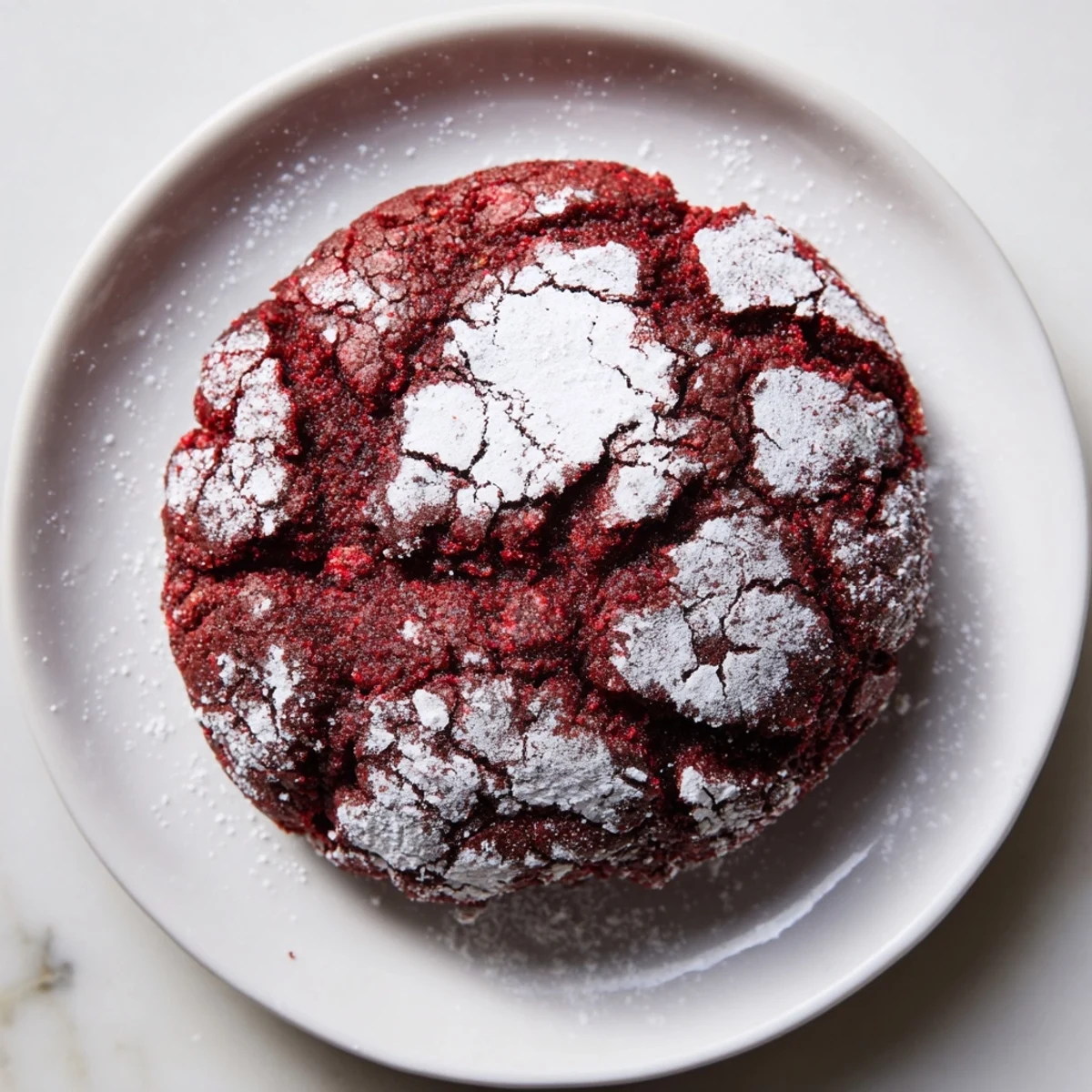 These soft, bright red velvet chocolate crinkle cookies, piled high, offer a delicious texture.