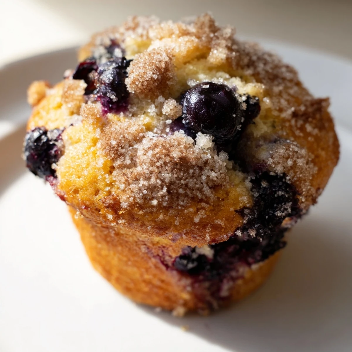Golden-brown Budget Christmas Blueberry Muffins, perfect for a cozy holiday breakfast, studded with juicy blueberries.