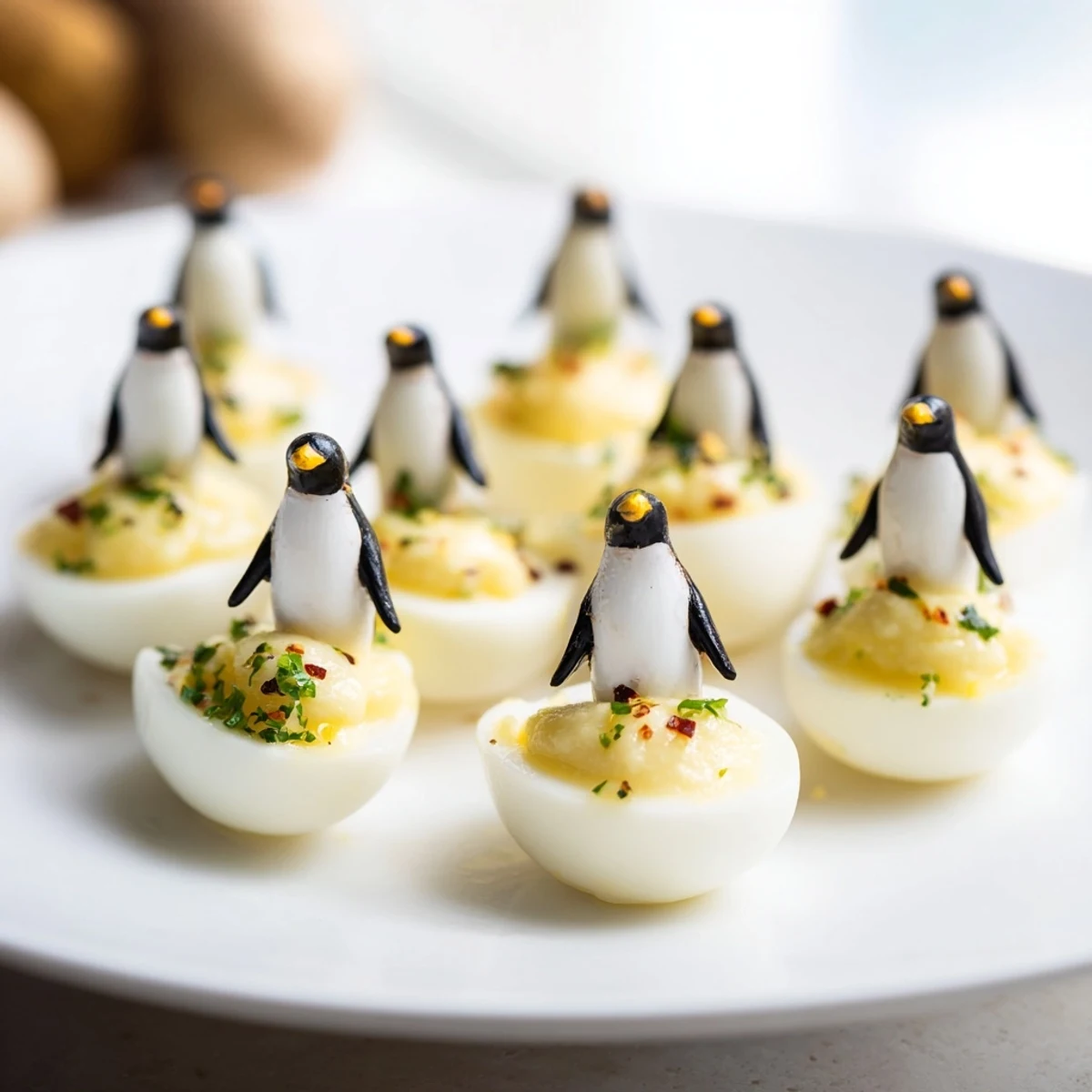This creamy Winter Dip, perfect for a cozy gathering, features adorable olive penguin garnishes.