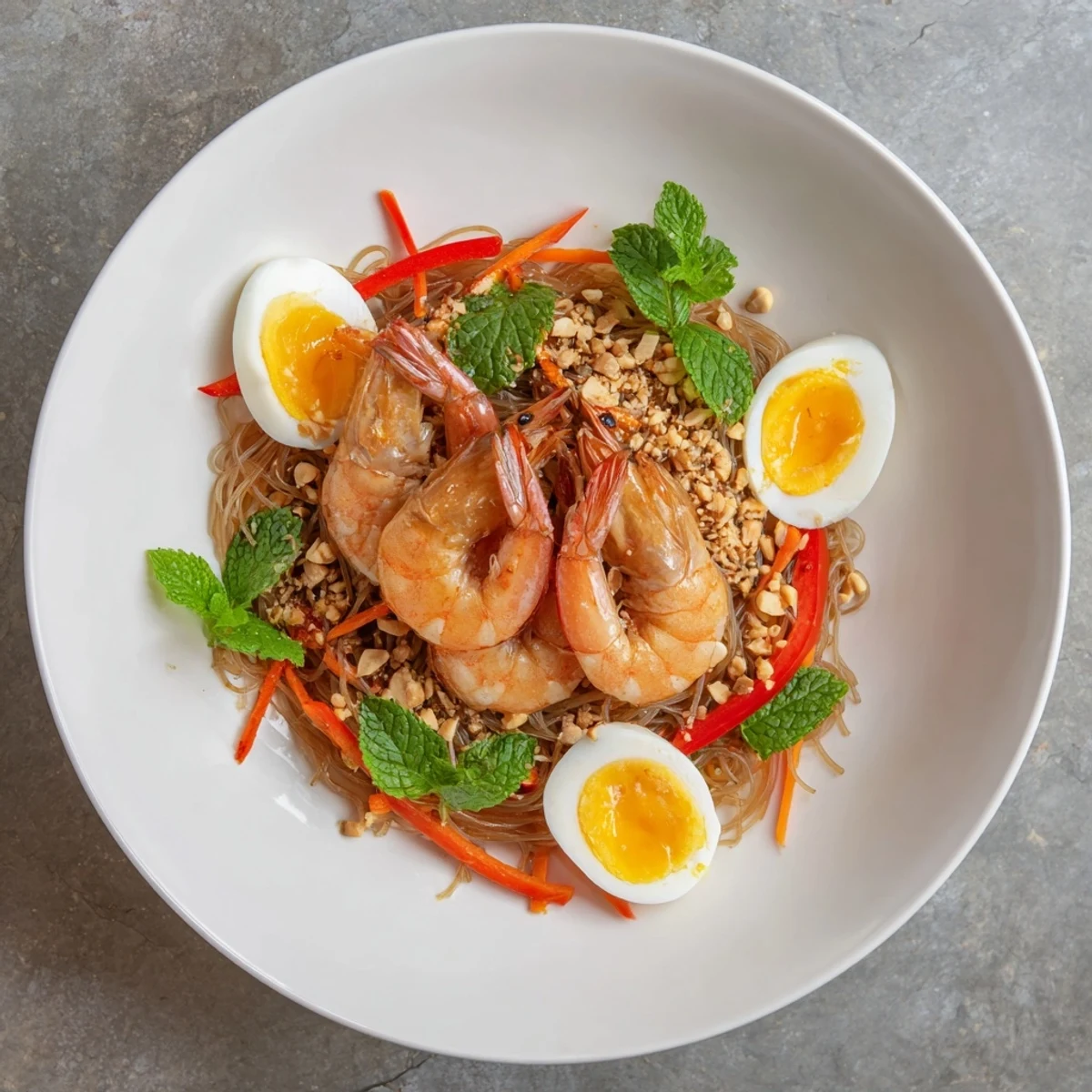Beautiful Asian Fusion Noodle Bowl Board with vibrant vegetables and a variety of flavorful dipping sauces.