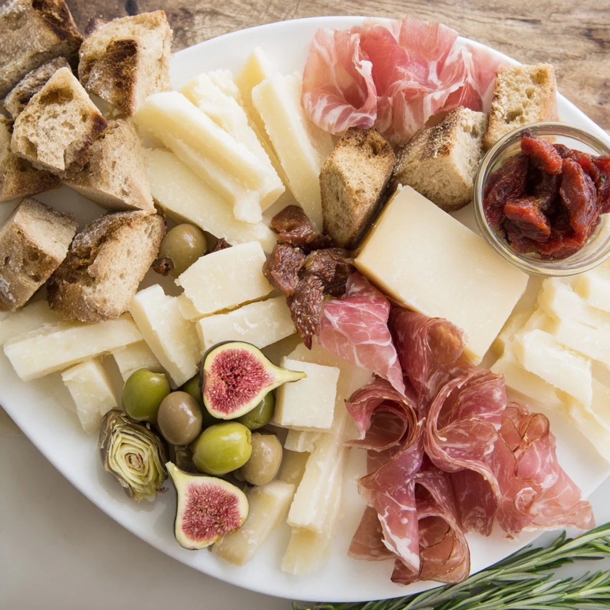 Rustic Italian Farmhouse Board overflowing with artisanal cheeses, cured meats, and fresh fruit, ready to serve.