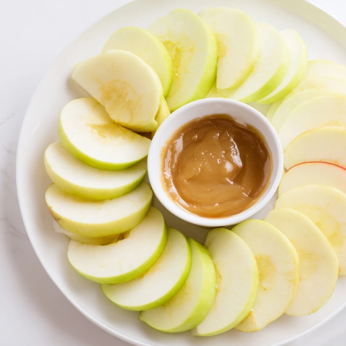 Homemade Apple Slices with Caramel Dip: a decadent dessert featuring sweet apples and rich sauce.
