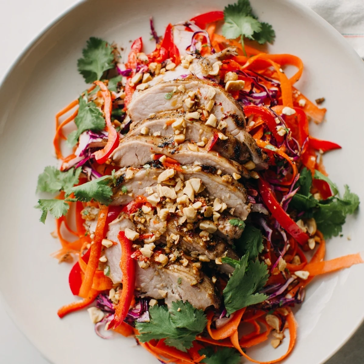 Tender chicken and carrot ribbons mingle in this fresh, flavorful Carrot Ribbon and Chicken Slaw.