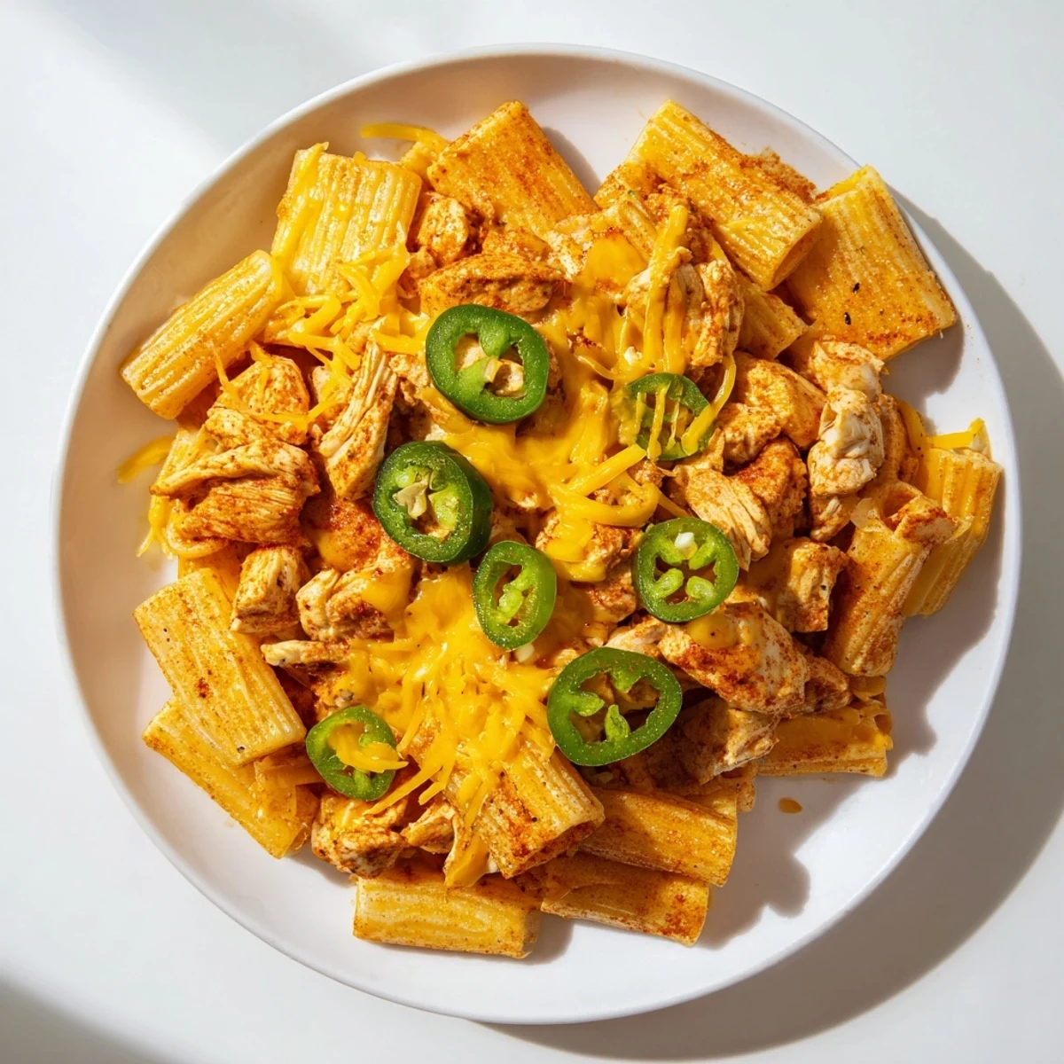 These cheesy Pasta Chip Nachos feature spicy jalapeños and fresh cilantro, perfect for sharing.