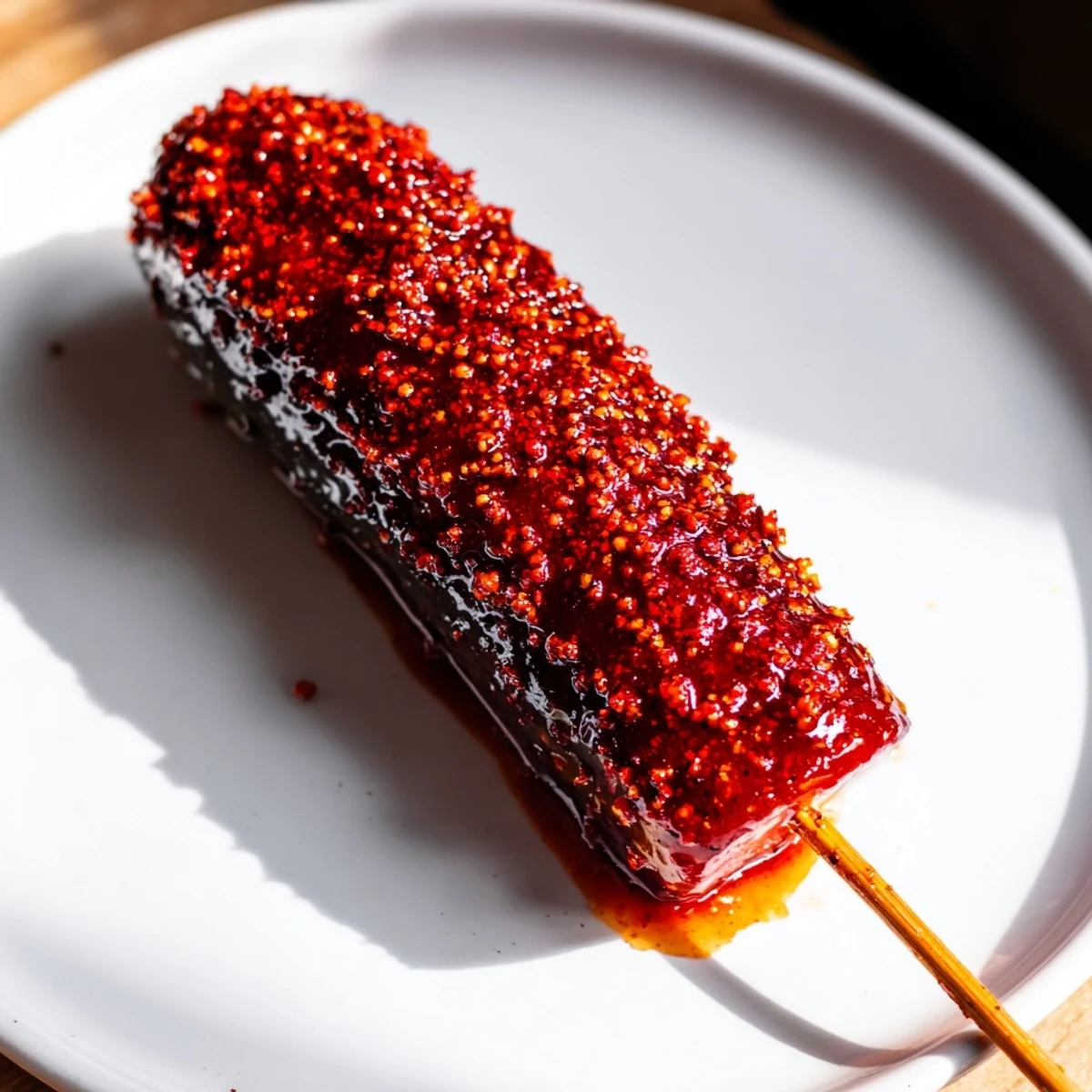 Crispy Chamoy-Tajín pickle sticks: vibrant, tangy pickles coated in sweet and spicy perfection.
