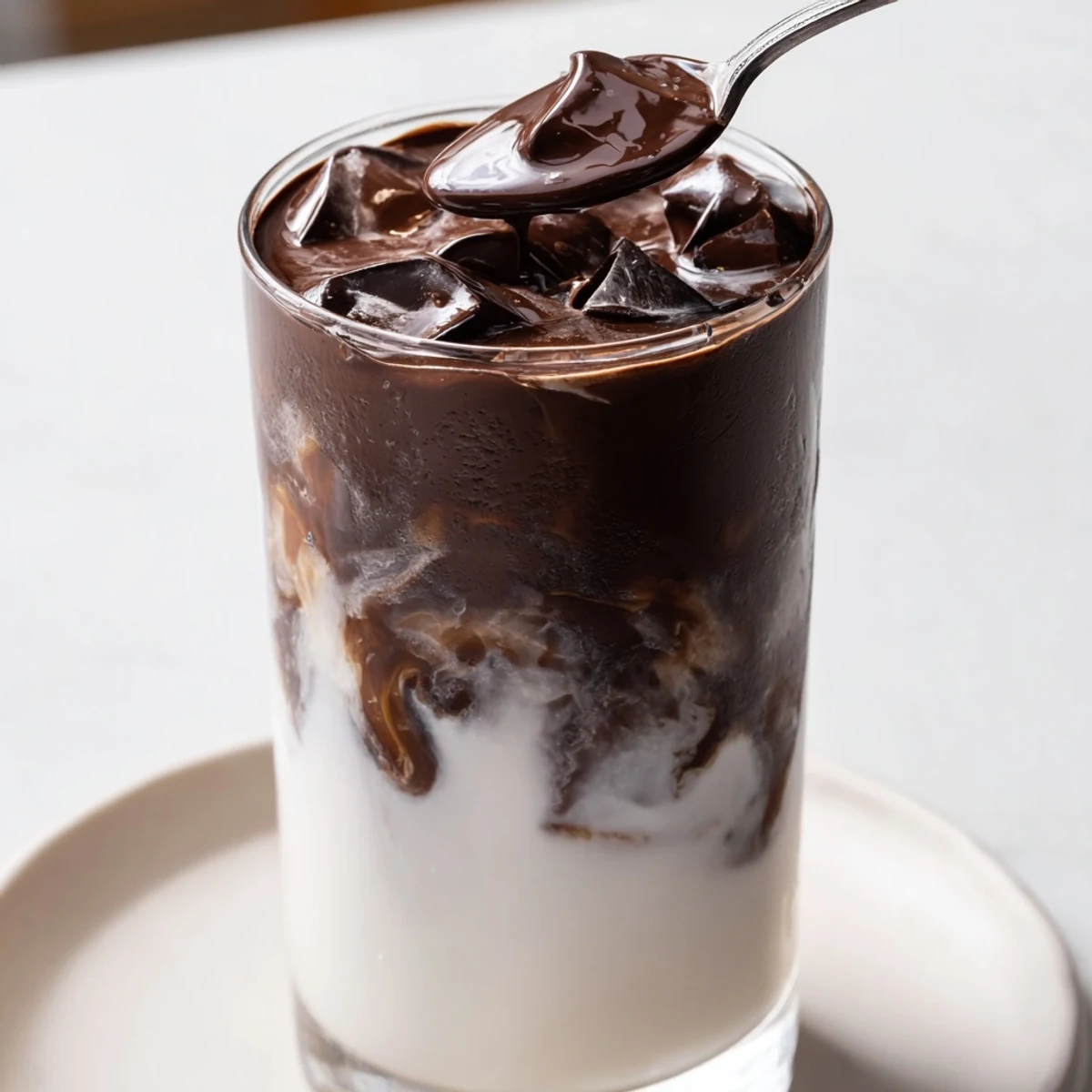 Indulge with this Chocolate Cracking Iced Latte; hear the chocolate snap as you stir it in.