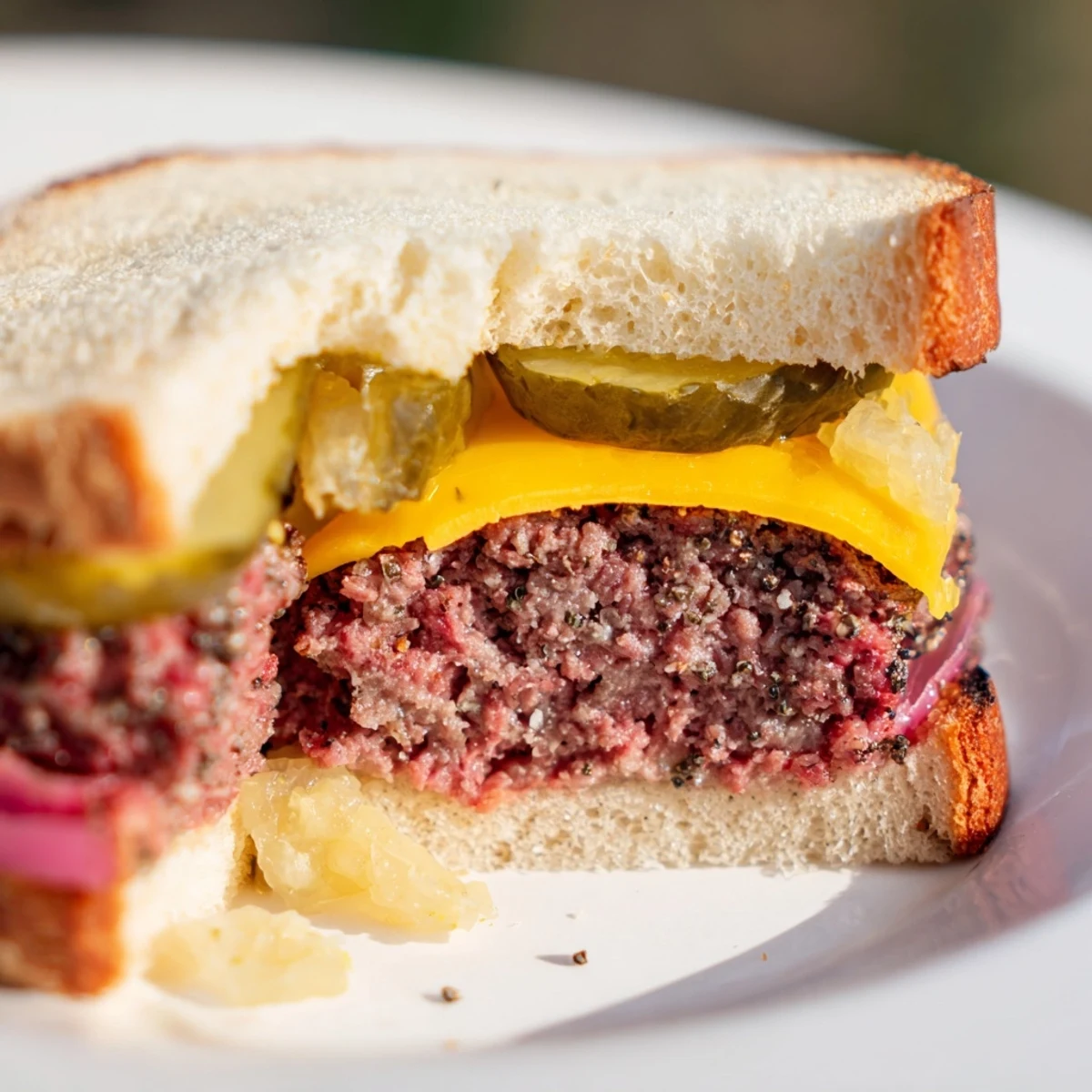 Golden melted cheese dripping over a juicy Smashed Burger Grilled Cheese, ready to be devoured.