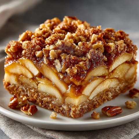 Warm, spiced apple cider crumble crunch slab, perfect for dessert and a crowd-pleasing treat.