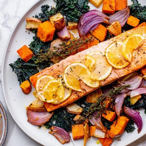 Sheet Pan Salmon Winter Vegetables