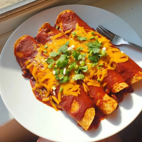 Cheesy Bean Enchiladas