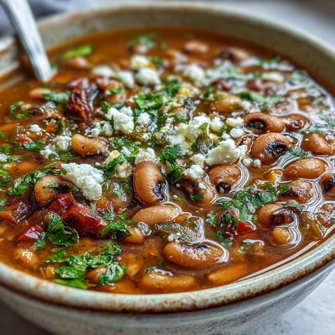 Fragrant Greek-Style Slow Cooker Black-Eyed Peas simmering with tomatoes, oregano, and olive oil.
