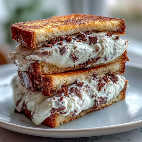 Creamy vanilla bean ice cream sandwiched between soft coffee-flavored cookies for a delicious frozen treat.