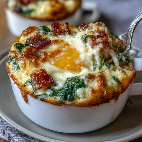 Fluffy green eggs baked inside savory ham cups, topped with melted cheddar cheese and fresh chives for a playful breakfast.