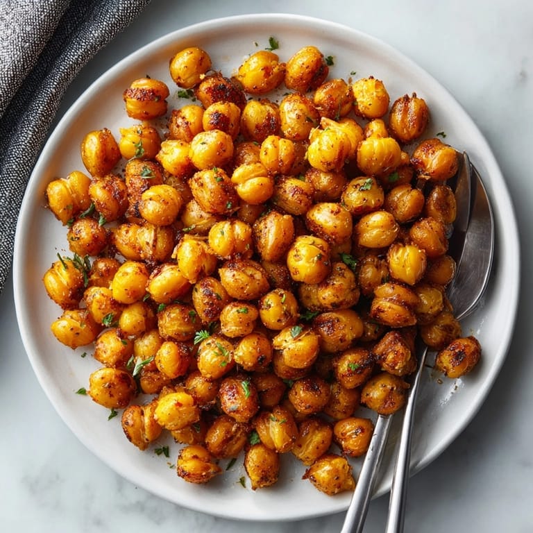 Bowl of spicy roasted chickpeas snack, bursting with smoky flavor and crisp texture.