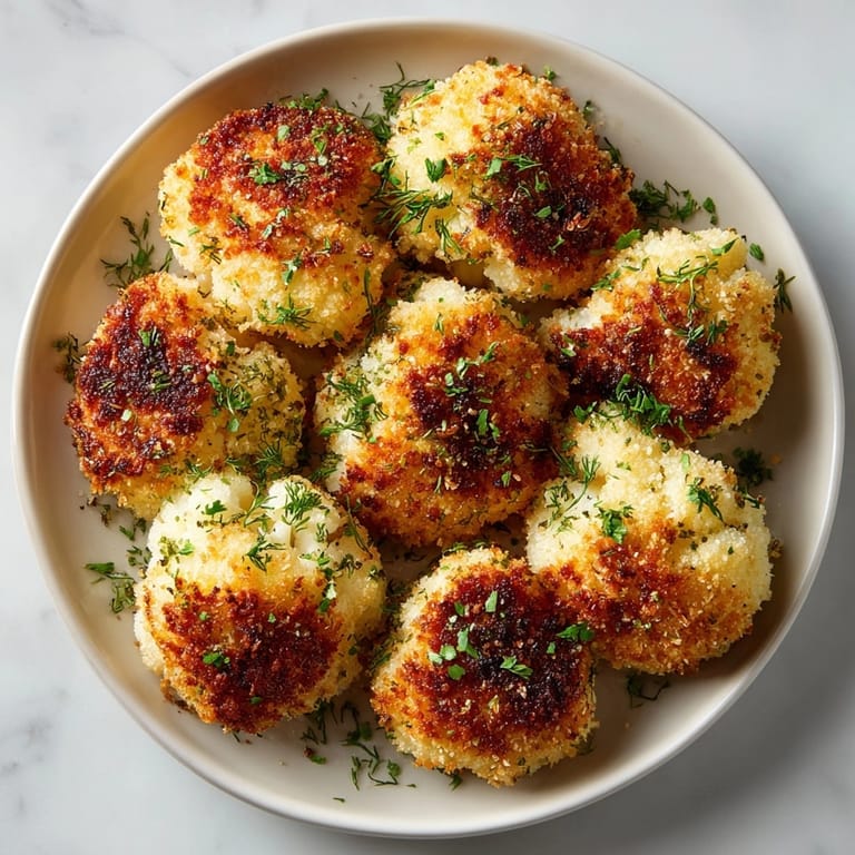 Close-up view of Dill Pickle Dust Cauliflower Bites, beautifully seasoned with the delightful dill pickle dust.