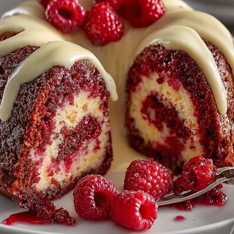 Close-up of moist Vampire Blood Red Velvet Bundt Cake ready to slice and serve.