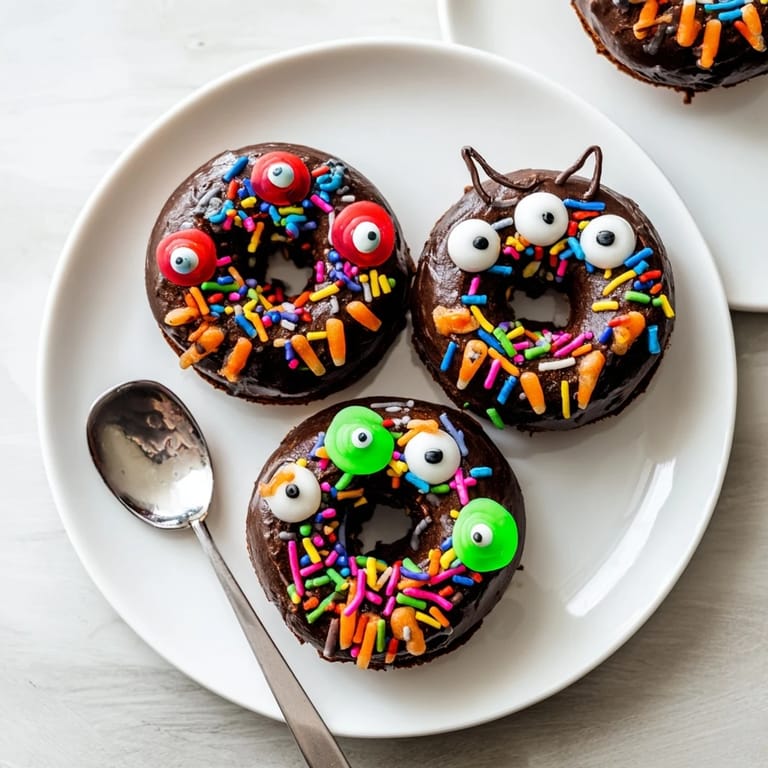 Decadent Coffee Cream Monster Muffin Donuts topped with fluffy cream and vibrant decorations.  