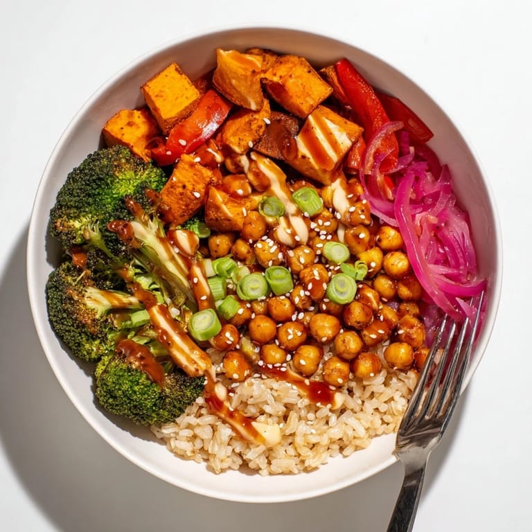 Colorful grain bowls showcasing miso-butter and gochujang-maple sauces for unique flavor.