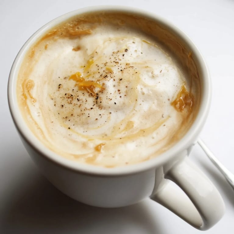 Bold and unique Onion Latte with rich espresso and sweet caramelized onion puree.  