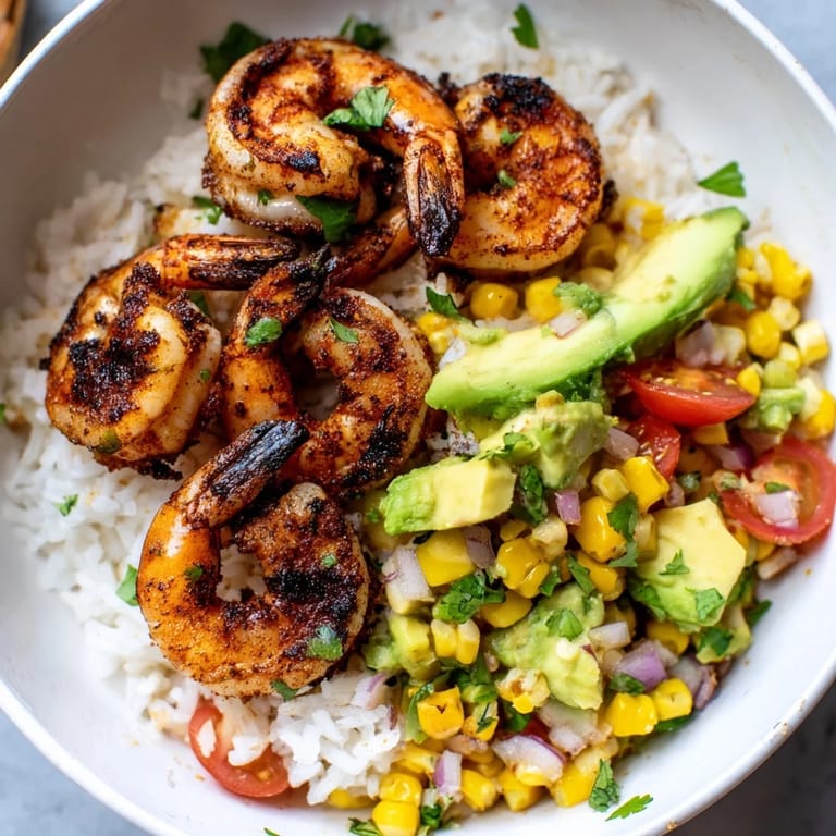 Zesty Easy Grilled Shrimp Bowls: imagine tender grilled shrimp over fluffy rice with vibrant corn salsa.