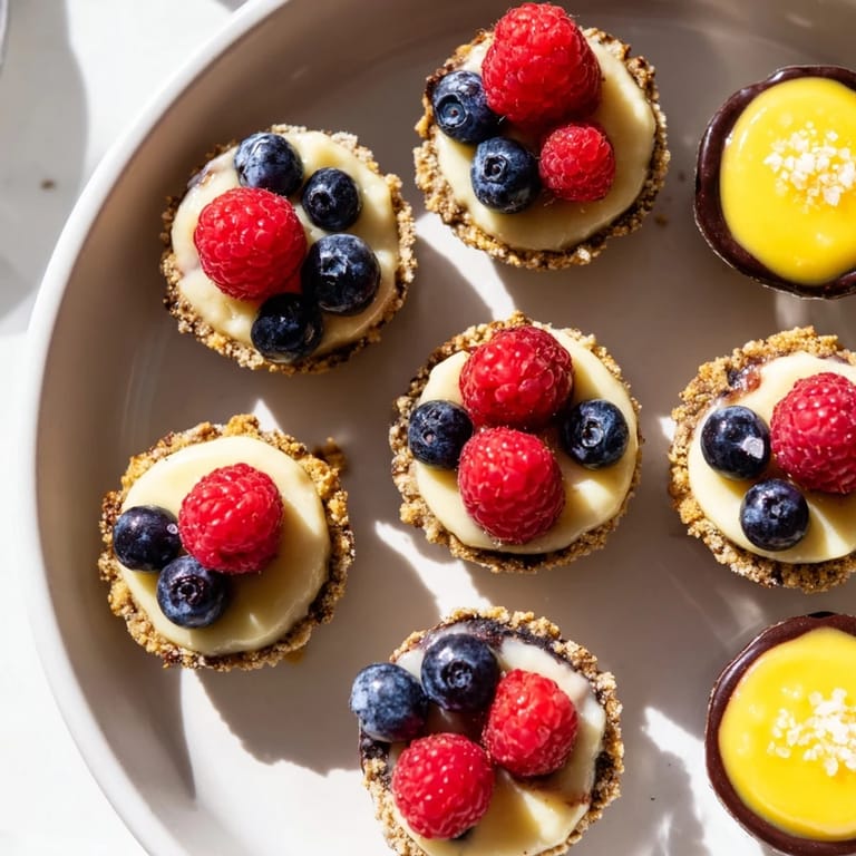 These colorful mini dessert bites are arranged for easy serving, with a perfect variety of flavors.