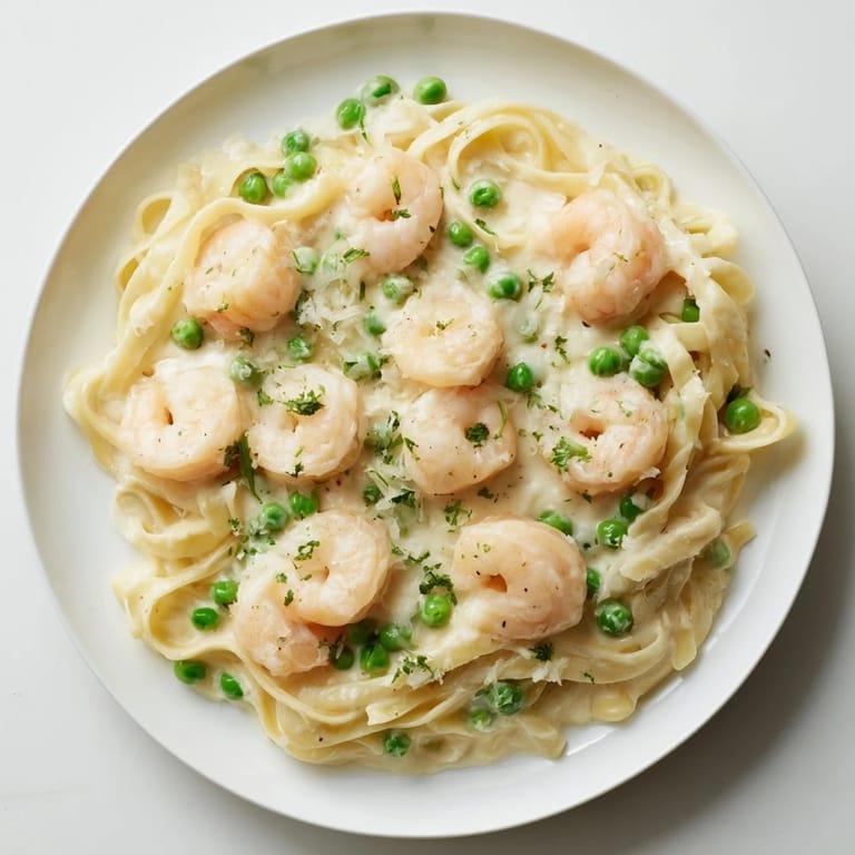 Creamy, flavorful Instant Pot Shrimp Alfredo Pasta, a comforting weeknight meal in a large bowl.