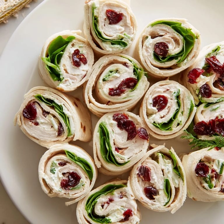 Showcasing fresh turkey cranberry pinwheels, showcasing a delightful roll-up filled with vibrant colors.