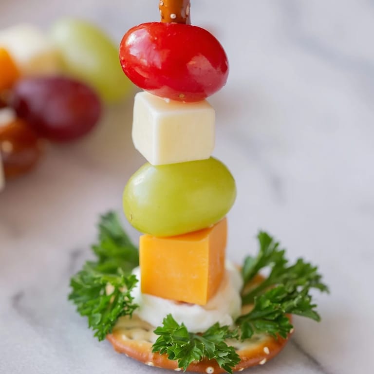 Quick and easy colorful Up, Up, & Away Hot Air Balloon Snacks, perfect finger food for any gathering.
