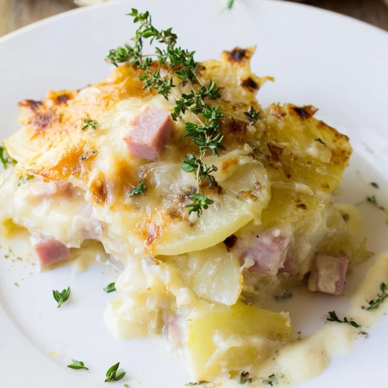 This comforting close-up showcases a creamy, bubbling Plateau Moufle Chaud et Confortable, ready to eat.