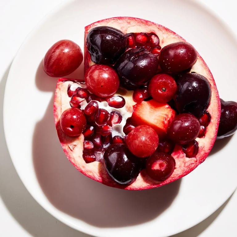 This Pomegranate Pivot fruit creation presents a gorgeous gradient of colorful fruits, perfect for sharing and enjoying.