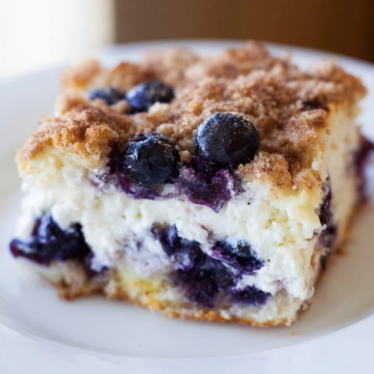 Warm, creamy Blueberry Cottage Cheese Bake, baked to perfection, offering a flavorful high-protein meal.