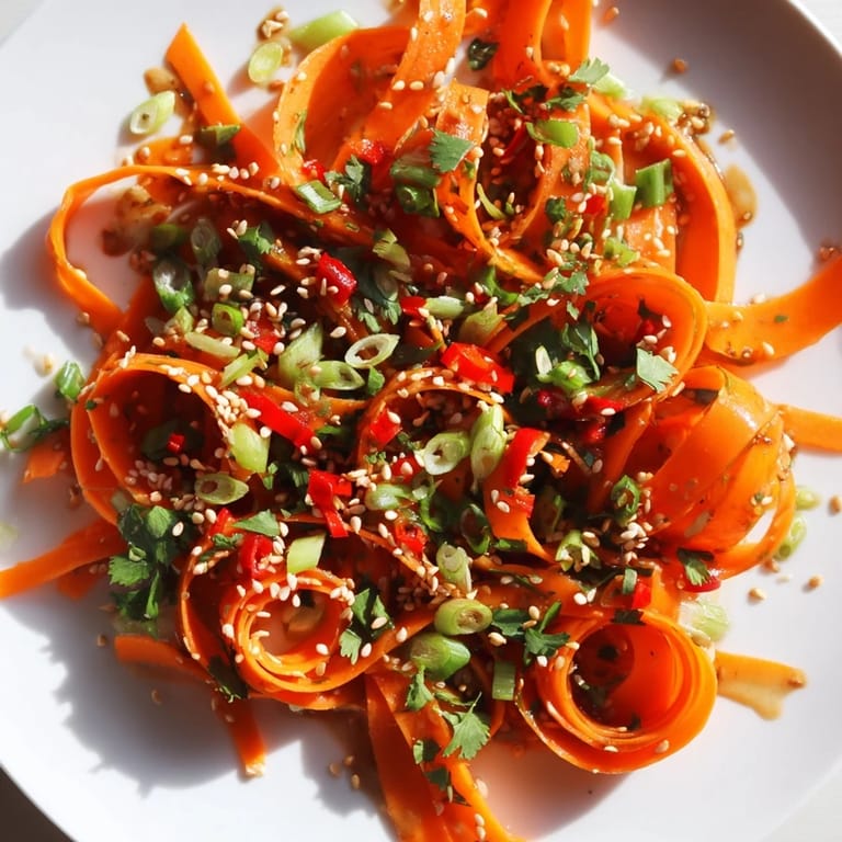 Bright and refreshing Asian-Style Carrot Ribbon Salad, perfect for a light, flavorful side dish.