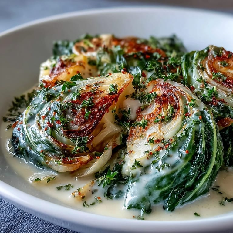 Tender Herby Cabbage in Parmesan Broth paired with crusty bread on a wooden board, ready for dipping.