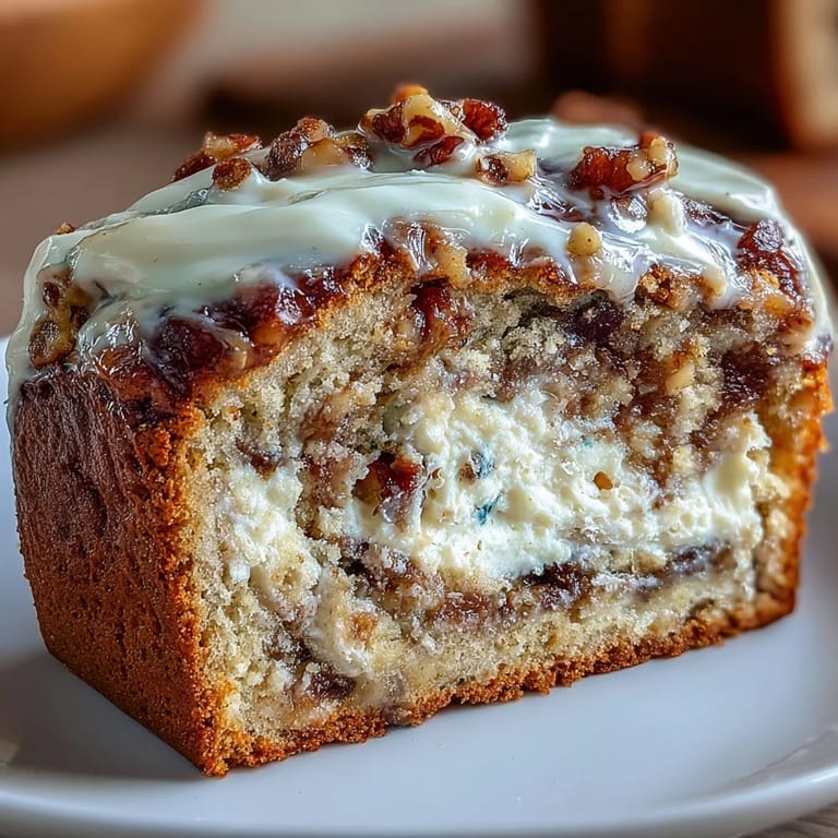 Perfectly golden brown Cream Cheese Cinnamon Swirl Protein Loaf loaf fresh from the oven, featuring a cracked top and visible cinnamon flecks.