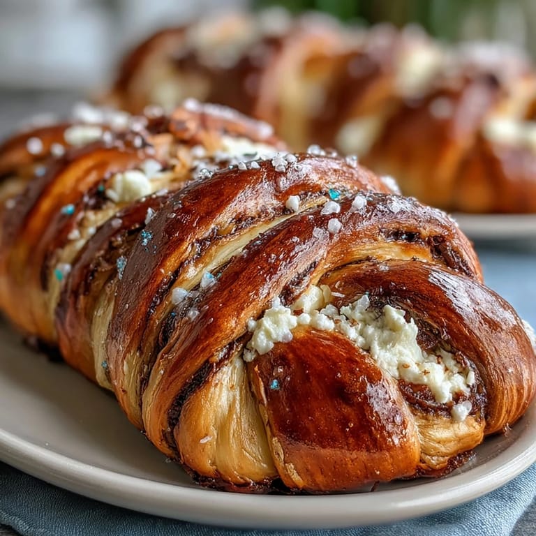 Braided sweet bread King Cake with zesty lemon cream cheese, finished with glossy glaze and traditional Mardi Gras colored sugars.