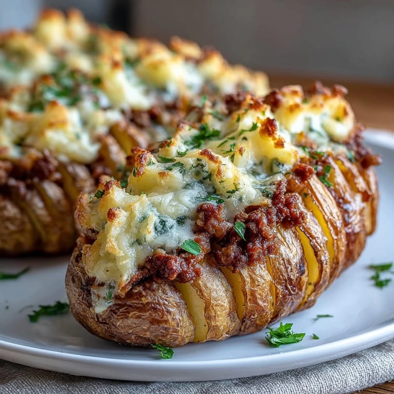 Golden baked potato boats overflowing with rich ground beef and peas, crowned with buttery mashed potato swirls.