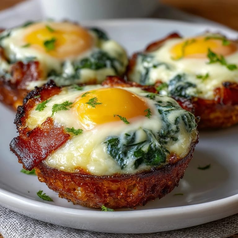 Kid-friendly ham and spinach egg cups with gooey melted cheese, perfect for a quick, colorful morning meal.